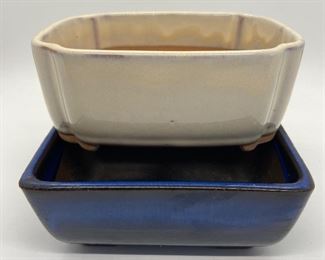 Two Glazed Bonsai Planters - Made in Japan
