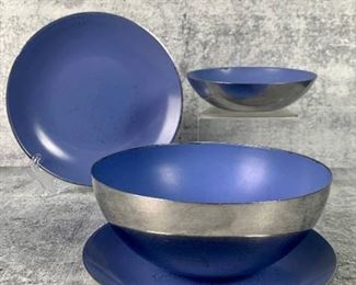 RARE CATHERINEHOLM of Norway KRENIT Lavender/Blue Enameled Stainless Steel Dishware - 4 Pieces
