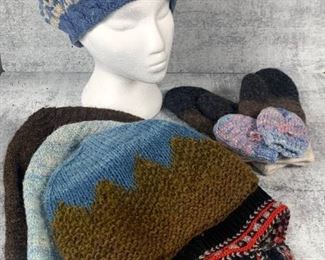 An Array Vintage Handmade/Knitted Hats and Mittens
