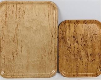 MCM Backman Finland 1969 Figured Birch Wood Trays #104, #107
