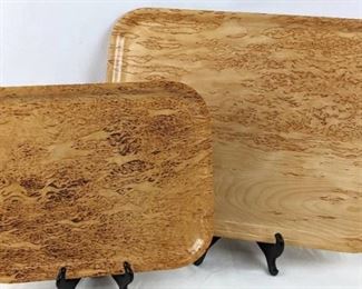 Vintage Backman Finland Small and Large 1969 Figured Birch Trays #104, #107
