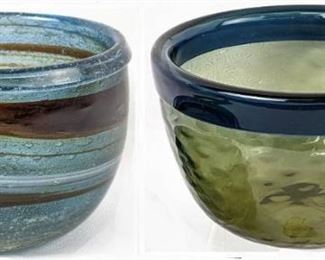 2 Vintage Signed Art Glass Bowls - One Arne Jon Jutrem of Hadeland, Norway
