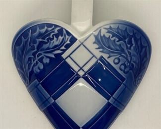 Vintage Danish Christmas Heart - Bing and Grondahl Ceramic Heart & Holly Wall Hanging
