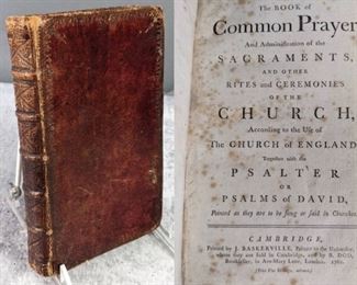 1762 Book of Common Prayer, Printed by J. Baskerville, Cambridge
