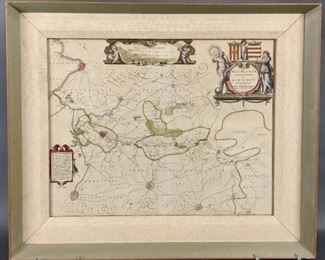 Antique 1640s Hand-Colored BELGIUM Map Engraving Print - Mechelin / Aarschot by Blaeu
