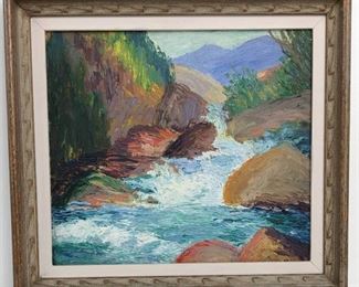 Antique Original Signed Mary Alice (M.A.) Higgy Framed Landscape Oils - Trees, and Stream
