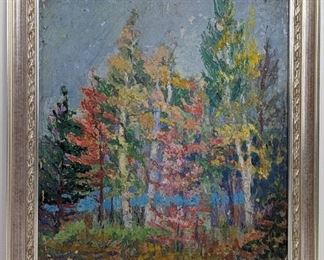 Antique Original Signed Mary Alice (M.A.) Higgy Framed Landscape Oils - Trees, and Stream
