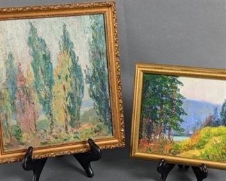 2 Antique Original Mary Alice (M.A.) Higgy Framed Oil Landscapes - One Signed
