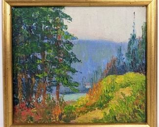 2 Antique Original Mary Alice (M.A.) Higgy Framed Oil Landscapes - One Signed
