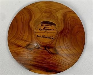 Mid Century Signed BOB STOCKSDALE Stunning Hand Turned Almond Wood Bowl
