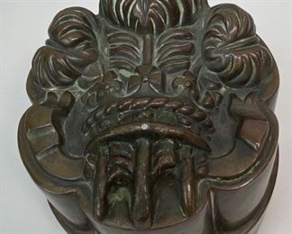 RARE Antique Victorian Large Copper Jelly Mould- Prince of Wales Feathers - Circa 1870
