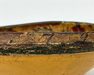 Antique Hand-Carved Scandinavian Bowl w/Intricately Painted Floral Interior circa 1879
