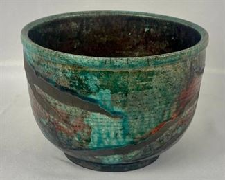 Unique Raku Style Bowl signed by the Artist - Kristin Lein
