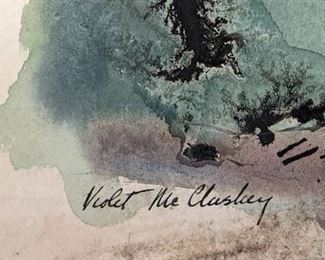 Three Antique Original Watercolors of Florals / Australian Pine, One Signed Violet McCluskey
