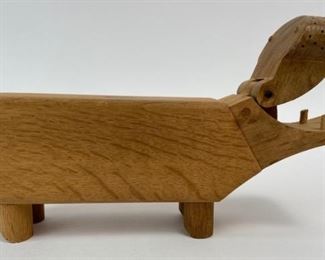 Vintage Danish 1950s Kay Bojesen Hippo Wooden Oak Desk Pencil Holder Figurine
