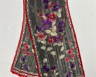 Vintage Oscar de la Renta Floral Print Sheer Scarf - Red, Pink, Purple, Grey
