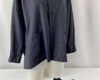 Handsome Vintage ESKANDAR Pajama Set - Button Up Top and Elastic Bottoms - 100% Cashmere
