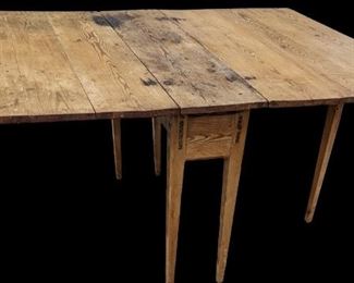 Rustic Danish-Style Wood Gateleg Table - 5Ft When Extended, 1Ft Folded
