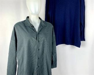 Vintage ESKANDAR Grey Blouse and Navy Cashmere Turtleneck
