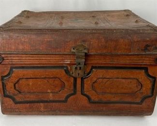 Vintage Scandinavian Metal / Tin Steamer Trunk with Handles
