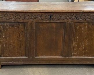 Antique 18th Century Oak Plank Blanket Box / Trunk
