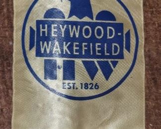 Haywood Wakefield, Mid Century, Rattan Sofa, matching corner table, coffee table, magazine rack, vintage lamps