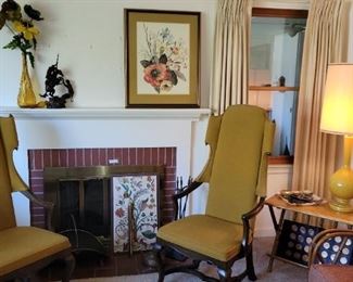 Drexel , Arm Chairs, vintage Poppy print,