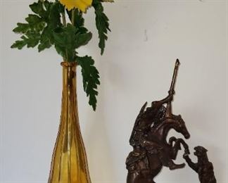 Bronze , large glass vase