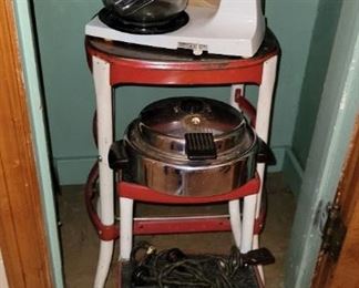 Sunbeam, Mixmaster? Waffle maker, vintage step stool