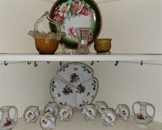 Luncheon party set, hand painted plates