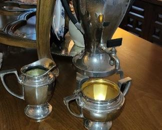 Vintage, coffee urn, matching Creamer & Sugar