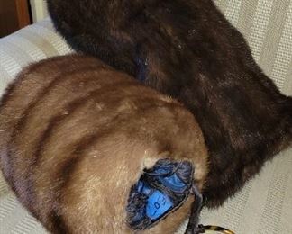 Mink, fur hand muff