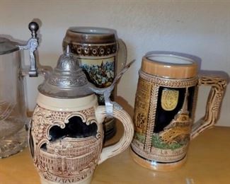 Beer Mugs, Steins, Anheuser Busch, Budweiser, Strohs