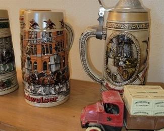 Beer Mugs, Steins, Anheuser Busch, Budweiser, Strohs