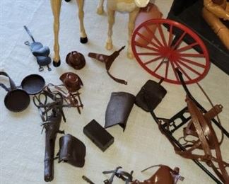 Jane West, complete with Johnny & Jamie West, horses , wagon and asscessories