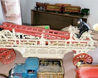 Cast Iron, fireman hook & ladder w/ horses. Truck