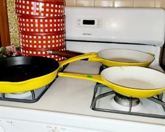 Copco, Danish cast iron, large set. Frying pans, pots, Dutch oven