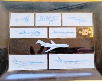United Airlines, vintage souvenir, glass tray