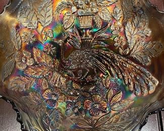 Peacock at the Fountain carnival bowl