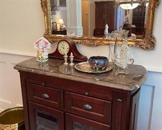 Marble top 2 door bar by Bitmore & nice mirror