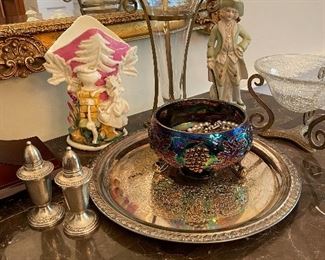 925 S&P, Old Paris vase, carnival bowl