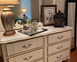 French style white dresser & mirror