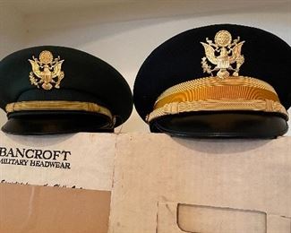 Military dress hats in original boxes