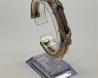 David Yurman 14k Gold Diamond Cable "X" Cuff Bracelet