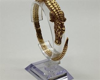 18k Gold Alligator Hinged Bangle Bracelet