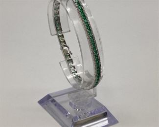 Gregg Ruth 18k White Gold Emerald & Diamond 7" Bracelet