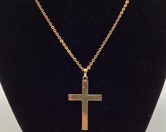 18k Gold 20” Link Necklace w/14k Gold Cross Pendant
