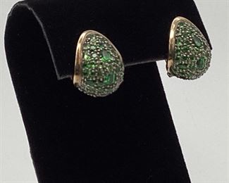 John Hardy Sterling Silver, Emerald, & Peridot Omega Back Earrings