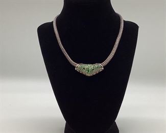 John Hardy Sterling Silver & 18k Gold,Emerald, & Peridot Slider Necklace