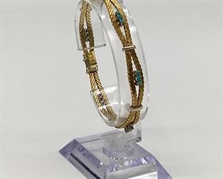 Cartier 18k Gold Double-Weave Turquoise Bracelet